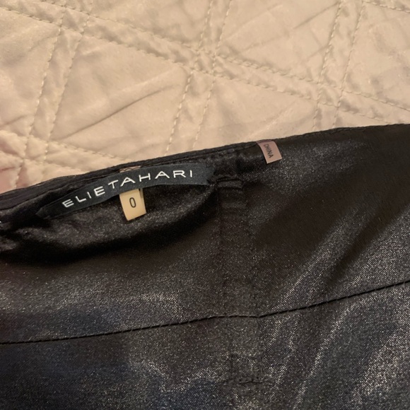 Elie Tahari Black Silk Chiffon Pleated One Shoulder Cocktail Dress - Picture 8 of 11